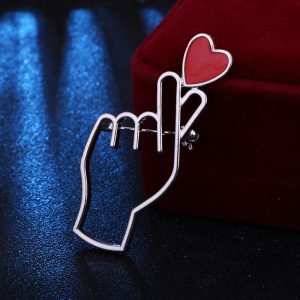 Korean fashion personality love gesture brooch women's coat pin versatile corsage accessories factory direct sales – Image 5