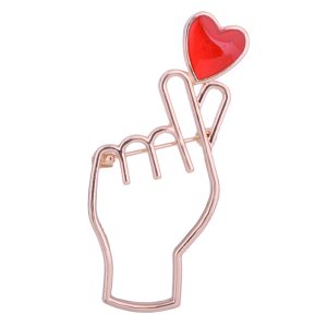Korean fashion personality love gesture brooch women's coat pin versatile corsage accessories factory direct sales – Image 3