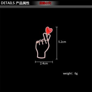 Korean fashion personality love gesture brooch women's coat pin versatile corsage accessories factory direct sales – Image 4