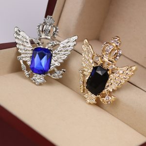Korean shirt collar pin buckle European and American crown double eagle brooch retro pin men's shirt bow tie factory direct sales – Image 3