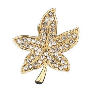 Korea full diamond mini maple leaf collar pin men's small leaf brooch women's suit shirt accessories factory direct sales – Image 4