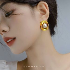 Vintage Vintage metal 925 silver needle earrings stud earrings design sense circle twist twist pearl earrings earrings – Image 3