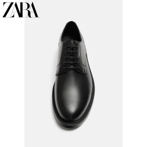 ZARA's new black pointed-toe derby men's shoes low-heeled formal leather shoes – Image 3
