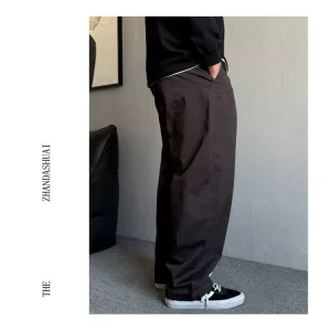 Spring and autumn American ruffian handsome slacks, khaki cargo pants, men's straight leg, loose and versatile, commuter wide-leg long pants – Image 6