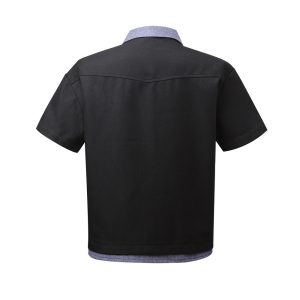 Fake two short-sleeved shirts men's cleanfit contrast patchwork lapel pearl buckle design sense summer shirt trend – Image 7