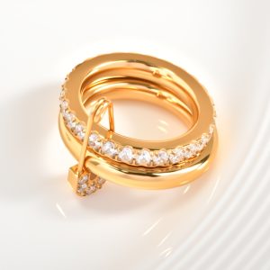 European and American cross-border high-end layered diamond-set gold winding ring unique design – Image 4