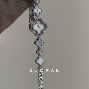 ZUORAN four-leaf clover white fritillary diamond-inlaid beautiful bracelet style exquisite fashion women's watch – Image 3
