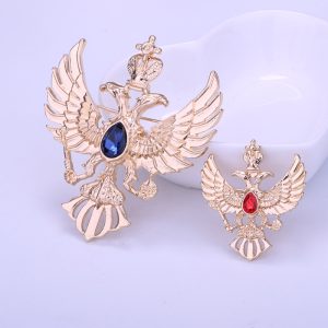 Russian double-headed eagle badge domineering animal crown eagle brooch men's suit coat pin Aliexpress foreign trade bra – Image 3