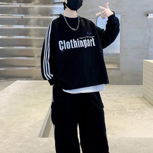 Boys' sports suits, spring and autumn clothes, medium and large children's sweatshirts and sweatpants, two-piece sets, 2025 new boys' casual clothes trend – Image 3