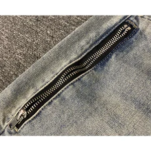 Spring American casual ruffian handsome washed retro zip jeans, men's straight-leg loose trendy brand wide-leg long pants – Image 5