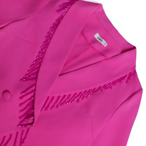 V-neck beaded lace-up waist long-sleeved blazer high-waisted versatile straight-leg pants set Two-piece set – Image 4