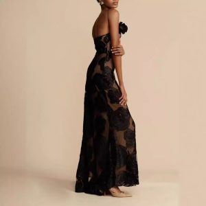European and American women's new sexy dress black see-through sundress, sexy backless dress, long skirt, evening dress – Image 3