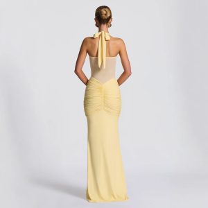 2025 European and American style temperament long skirt mesh fishtail streamer pure desire vest skirt slim hip wrapping dress – Image 3