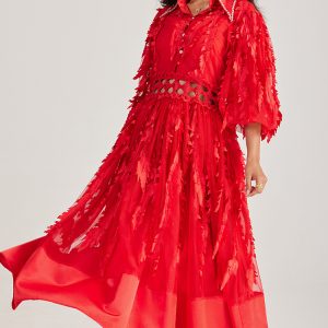 Real shot of court-style hand-nailed diamond embroidered dress openwork long skirt – Image 10
