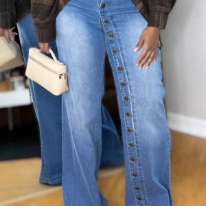 YLN0229 cross-border independent station Amazon 2025 new multi-button heavy industry straight jeans – Image 3