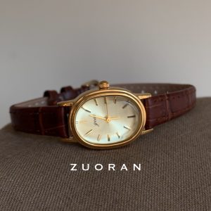ZUORAN golden brown oval autumn and winter retro fashion high-end women's high-value watch live sale – Image 4
