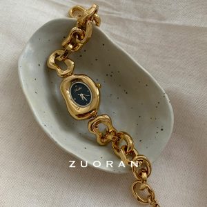 ZUORAN black gold high-end special-shaped irregular chain fashion trend personality bracelet watch live sale – Image 3