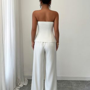 European and American elegant and simple solid color vest trousers two-piece set women's clothing – Image 4