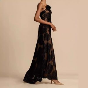 European and American women's new sexy dress black see-through sundress, sexy backless dress, long skirt, evening dress – Image 4