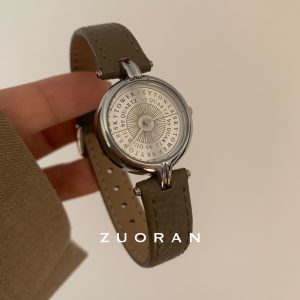 ZUORAN anti-vintage style high-end retro fashion design sense live sale foreign trade leather ladies watch – Image 5
