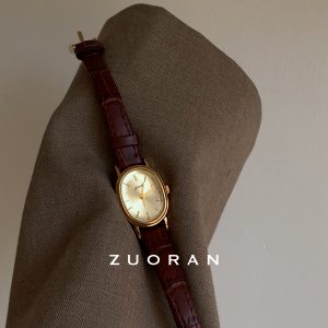 ZUORAN golden brown oval autumn and winter retro fashion high-end women's high-value watch live sale – Image 3