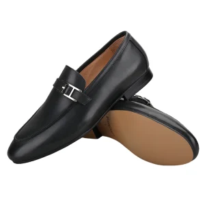 Luxury trendy brands, the same custom metal buckle men's fashion shoes, hand-customized cowhide loafers, men – Image 3