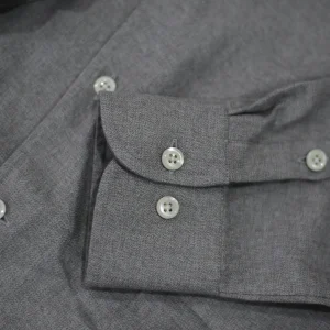 Men's long-sleeved flannel shirt Autumn and winter thick shirt Handmade shell buckles Neapolitan one-piece collar Cotton brushed shirt – Image 7