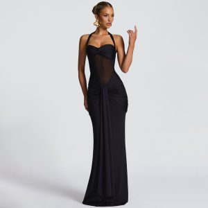 2025 European and American style temperament long skirt mesh fishtail streamer pure desire vest skirt slim hip wrapping dress – Image 4