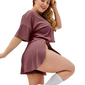 wildberries European and American cross-border pajamas women's casual short sleeves sexy split shorts loungewear set women's trends – Image 3