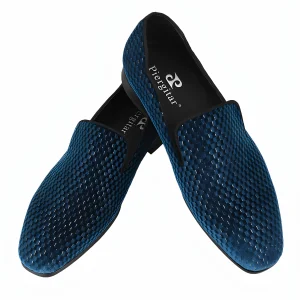 Italian CL embossed velvet men's loafers with urban charm style classic slip-on red sole loafers – Image 3