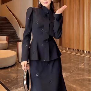 Europe, America, Amazon Foreign Trade Autumn New Temperament Blazer High-waisted slimming skirt two-piece set – Image 3