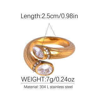 European and American court style niche design white zircon inlaid ring stainless steel gold-plated ring – Image 5
