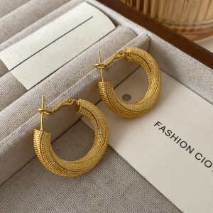 European and American metal earrings, 2024 new explosive spiral earrings, niche design, ear buckles, simple and exaggerated earrings – Image 3
