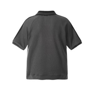 Summer men's polo shirt patchwork striped three-bar V-neck lapel short-sleeved T-shirt high street trendy sports loose top – Image 9