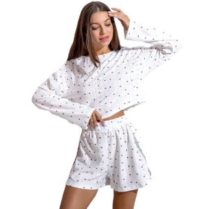 Cross-border spring and summer 2025 new European and American women's suits fashionable, simple style, slim fit, loose pullover top, shorts, shorts women – Image 5