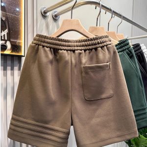 Summer classic three-bar design, heavy athleisure shorts, men's pants, loose cropped pants, American mides – Image 3