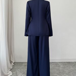 Cross-border European and American casual style blazer straight-leg pants two-piece set women's clothing 2025 – Image 3