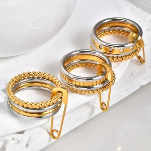 New multi-layer stacking rings, titanium steel non-fading rings, cross-border explosive jewelry, high-end stainless steel rings – Image 3