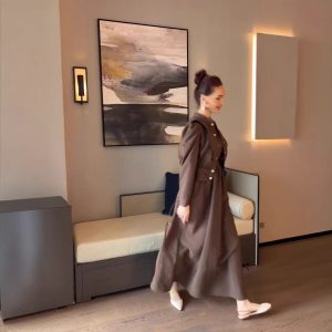 New Europe, America, Amazon Cross-border Foreign Trade Women's Clothing, Single-Breasted Long Sleeve Short Jacket, Large Swing Long Skirt Set – Image 4
