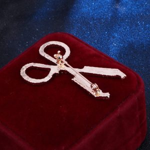 High-end diamond-encrusted barber scissor brooches Exquisite alloy full diamond pins masculine clothing accessories corsages – Image 3