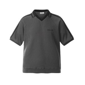 Summer men's polo shirt patchwork striped three-bar V-neck lapel short-sleeved T-shirt high street trendy sports loose top – Image 8