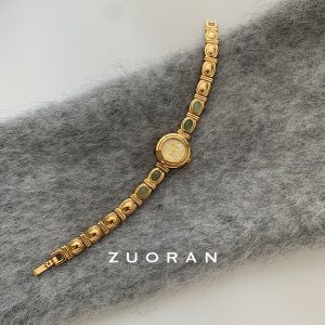 ZUORAN New Chinese Green Jade Gold Doudou Exquisite Fashion Vintage Niche Women's Quartz Watch Cross Border – Image 4