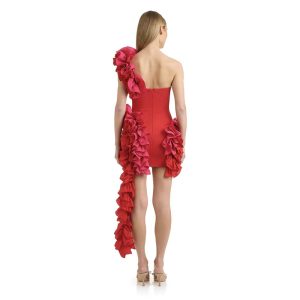 Foreign Trade Bandage Dress Evening Dress Folded Side Birthday Party Party Dress – Image 4