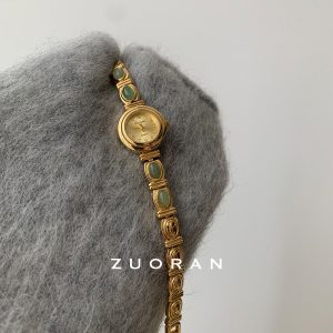 ZUORAN New Chinese Green Jade Gold Doudou Exquisite Fashion Vintage Niche Women's Quartz Watch Cross Border – Image 3