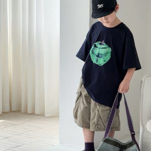 Boys' summer cartoon print T-shirt set 2025 new summer cool short-sleeved shorts two-piece set summer trendy T – Image 3