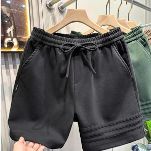 Summer classic three-bar design, heavy athleisure shorts, men's pants, loose cropped pants, American mides – Image 4