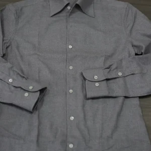 Men's long-sleeved flannel shirt Autumn and winter thick shirt Handmade shell buckles Neapolitan one-piece collar Cotton brushed shirt – Image 5