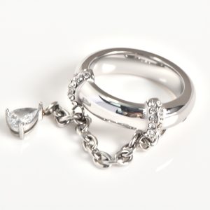 1pc high-end sense full of gold diamond-encrusted chain ring water drop pendant design – Image 6