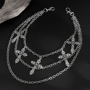 European and American cross-border jewelry, men's cross trouser chain, high-end fashion, small multi-layer chain jeans accessories – Image 3
