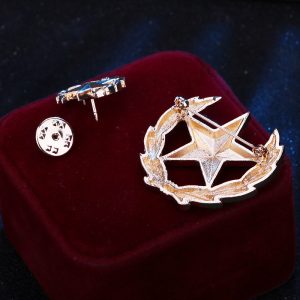 European and American fashion personality wheat ears five-pointed star brooch men's shirt collar decoration personality tide coat chest badge – Image 4
